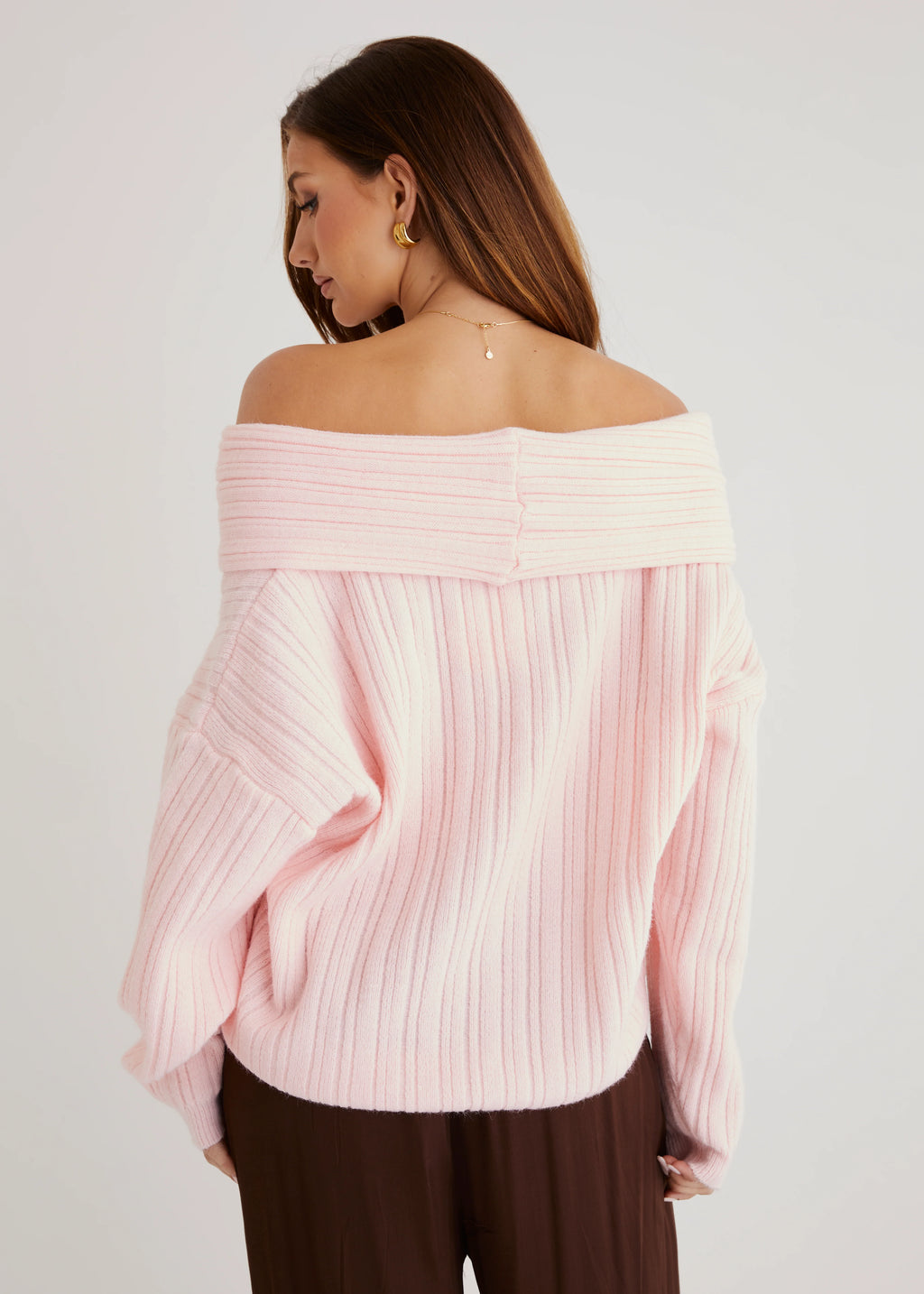 Shiloh Off Shoulder Sweater - Pink