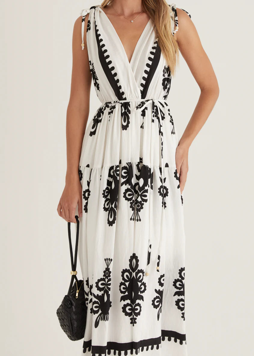 Elysium Maxi Dress - Black Abstract