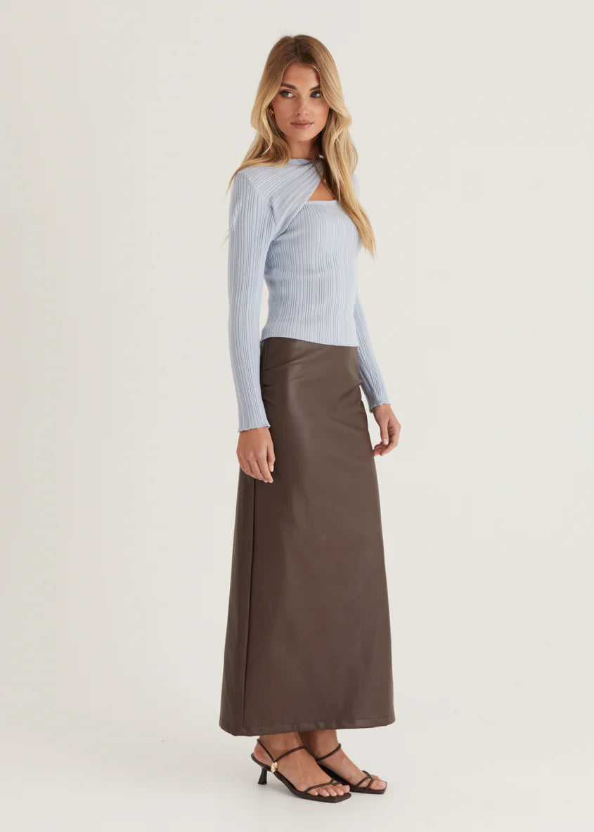 Fenla Twist Knit Top - Powder Blue