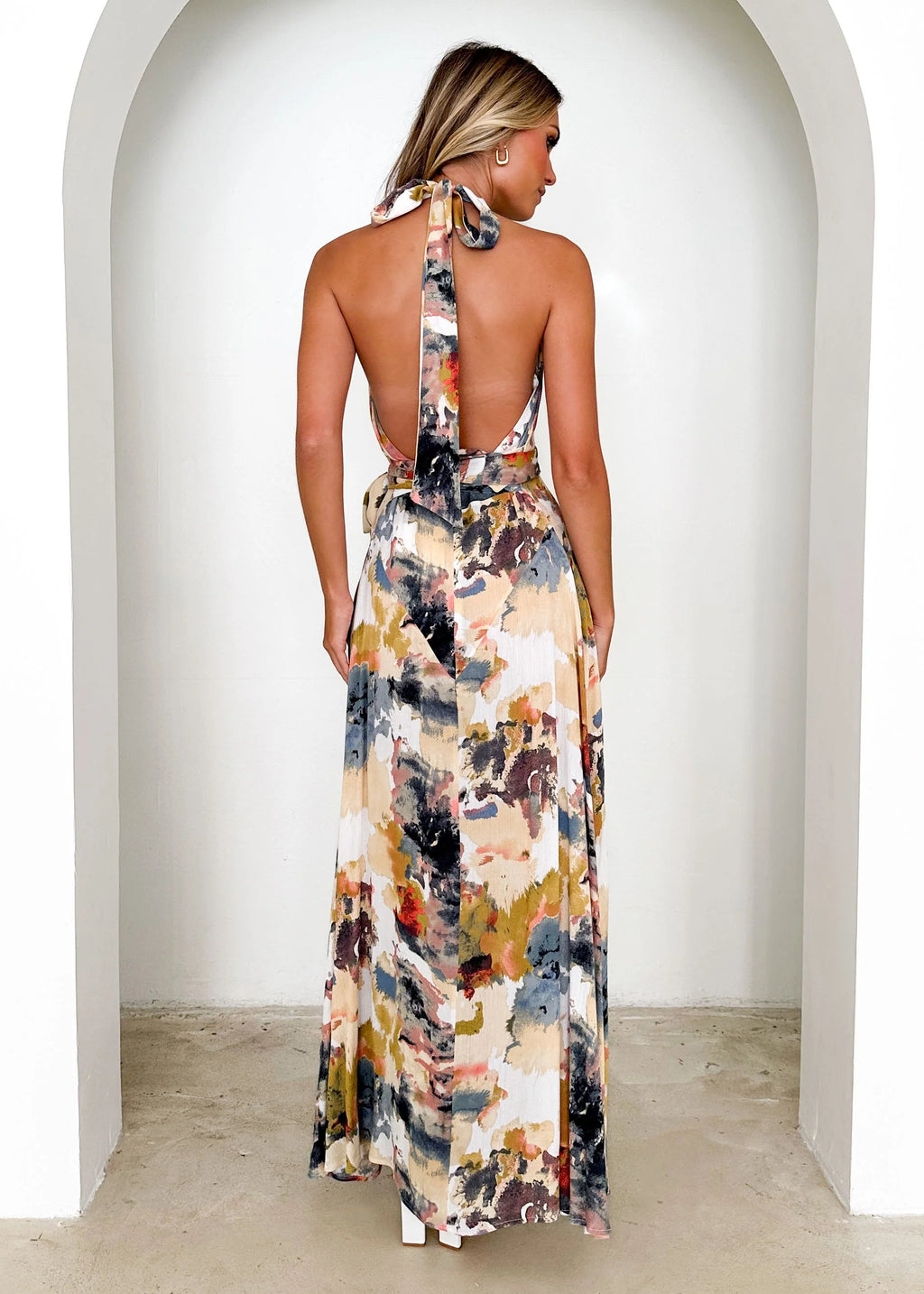 Reyna Halter Maxi Dress - Ink Splash