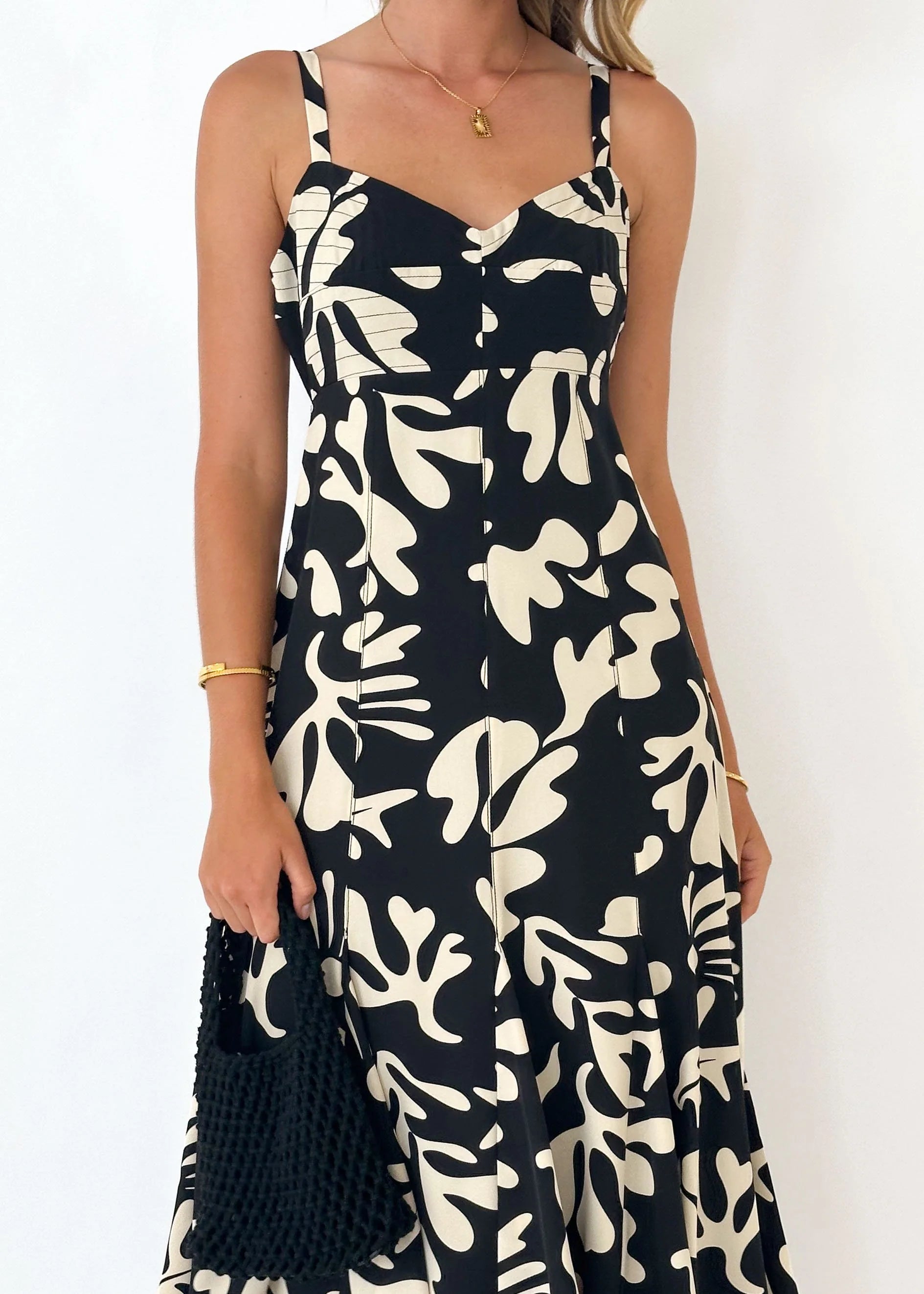 Gemmie Maxi Dress - Black Leaf