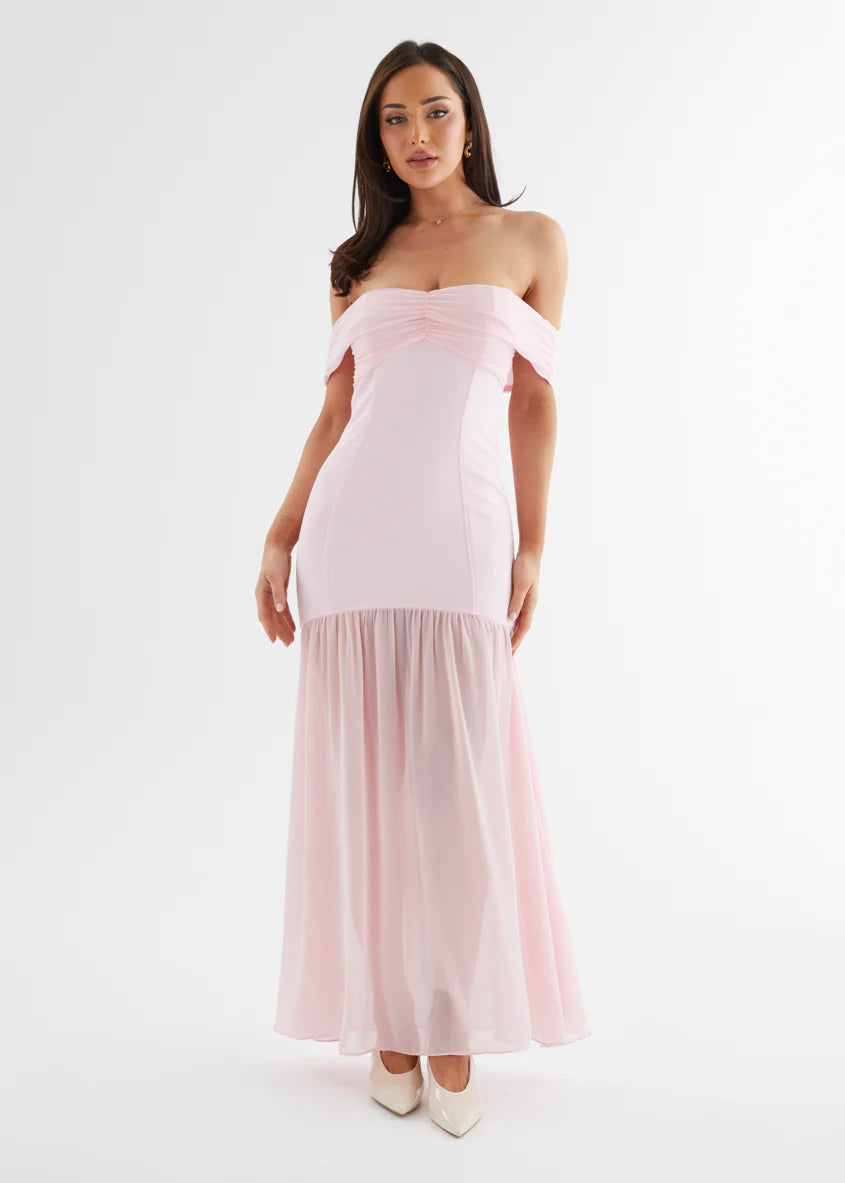 Tilly Off Shoulder Maxi Dress - Soft Pink