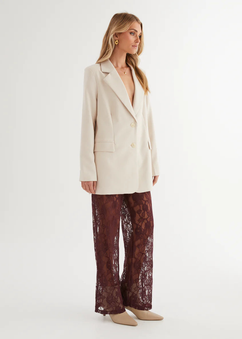 Wynter Lace Pants - Burgundy
