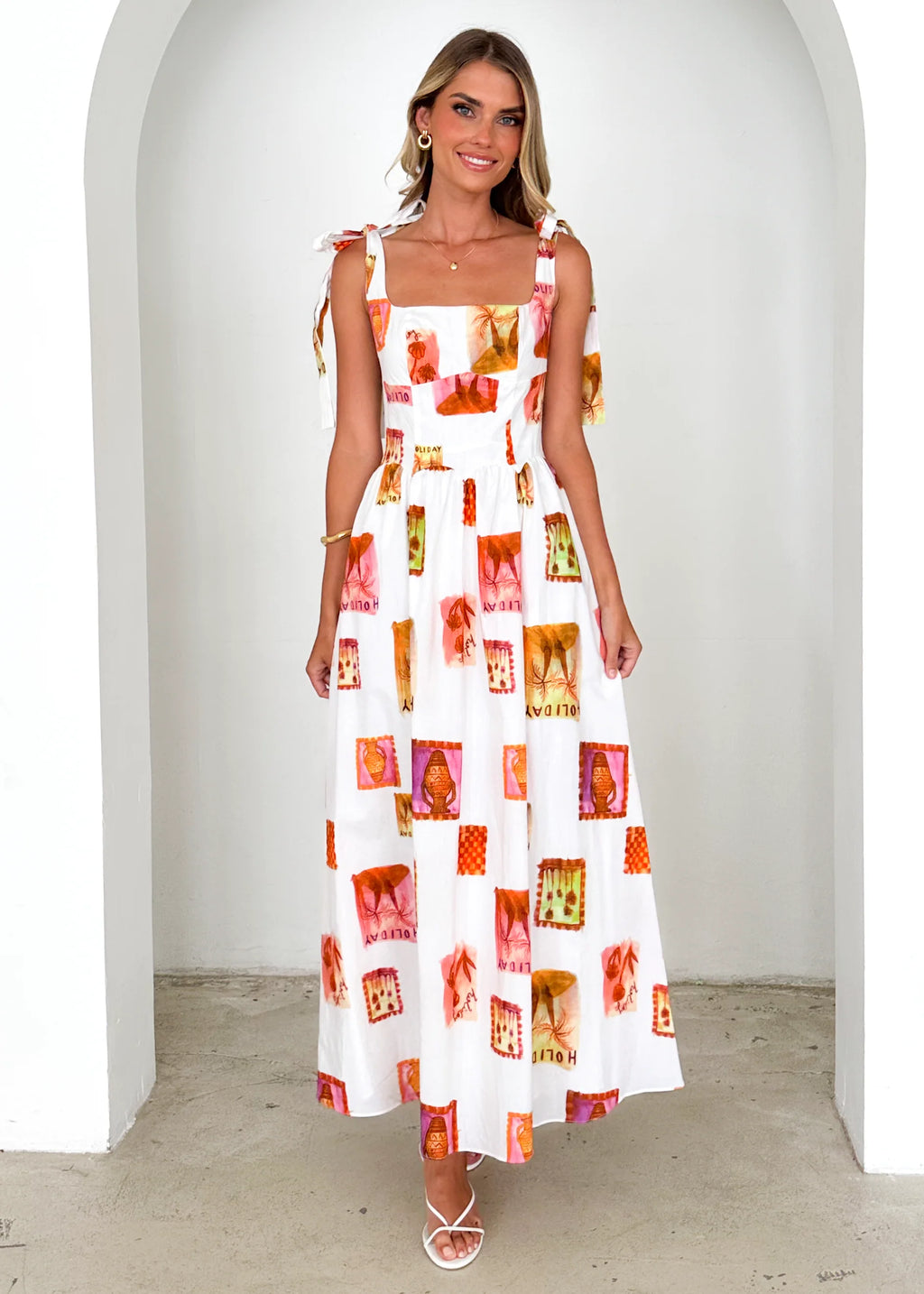 Pipeline Maxi Dress - White Abstract