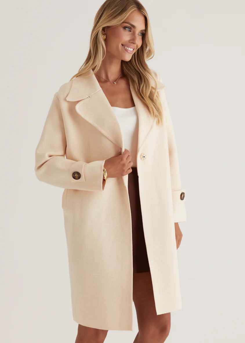 Chayso Knit Coat - Cream