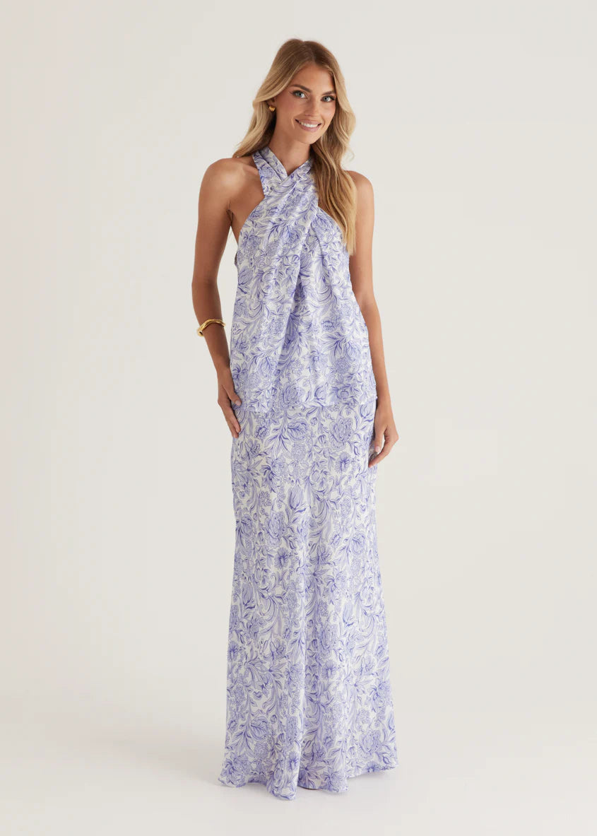 Tammy Maxi Skirt - Blue Floral