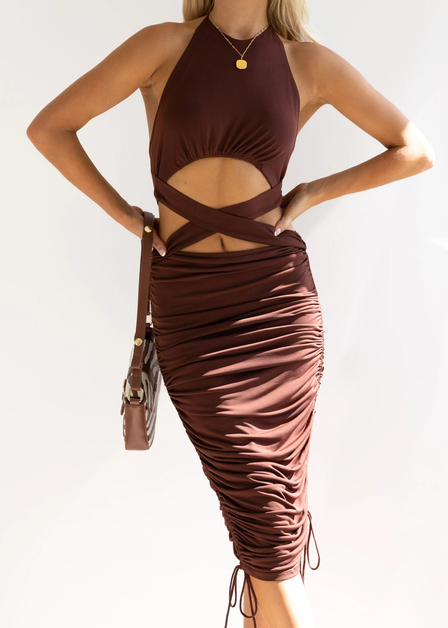 Elaine Midi Dress - Chocolate