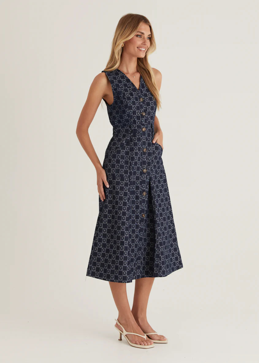 Hazel Midi Dress - Indigo