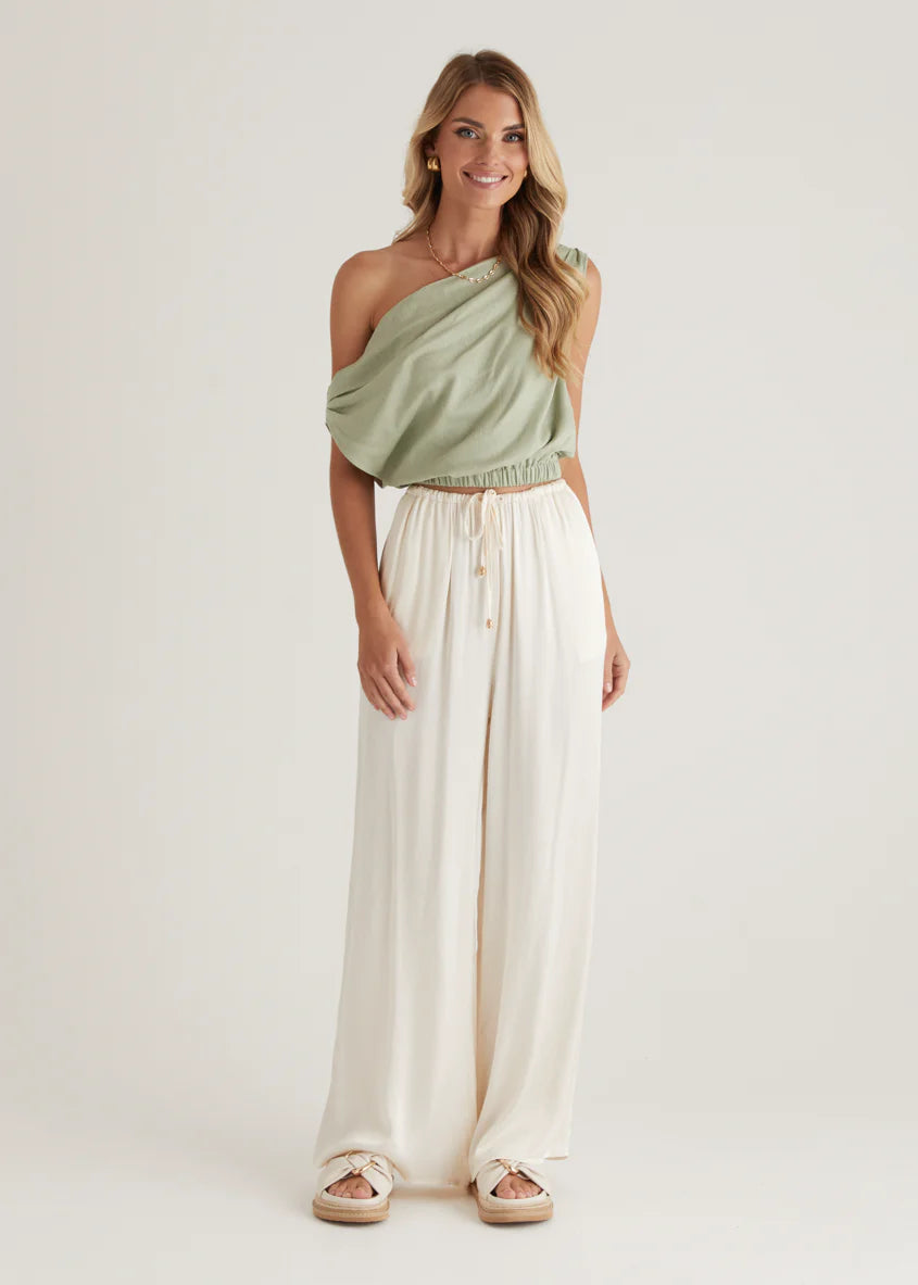 Emiko One Shoulder Crop - Sage