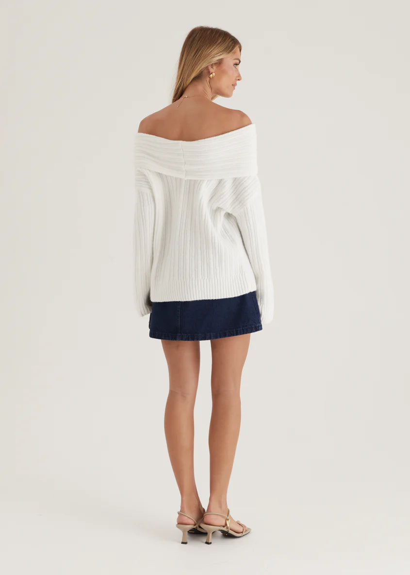 Natlie Off Shoulder Sweater - Off White
