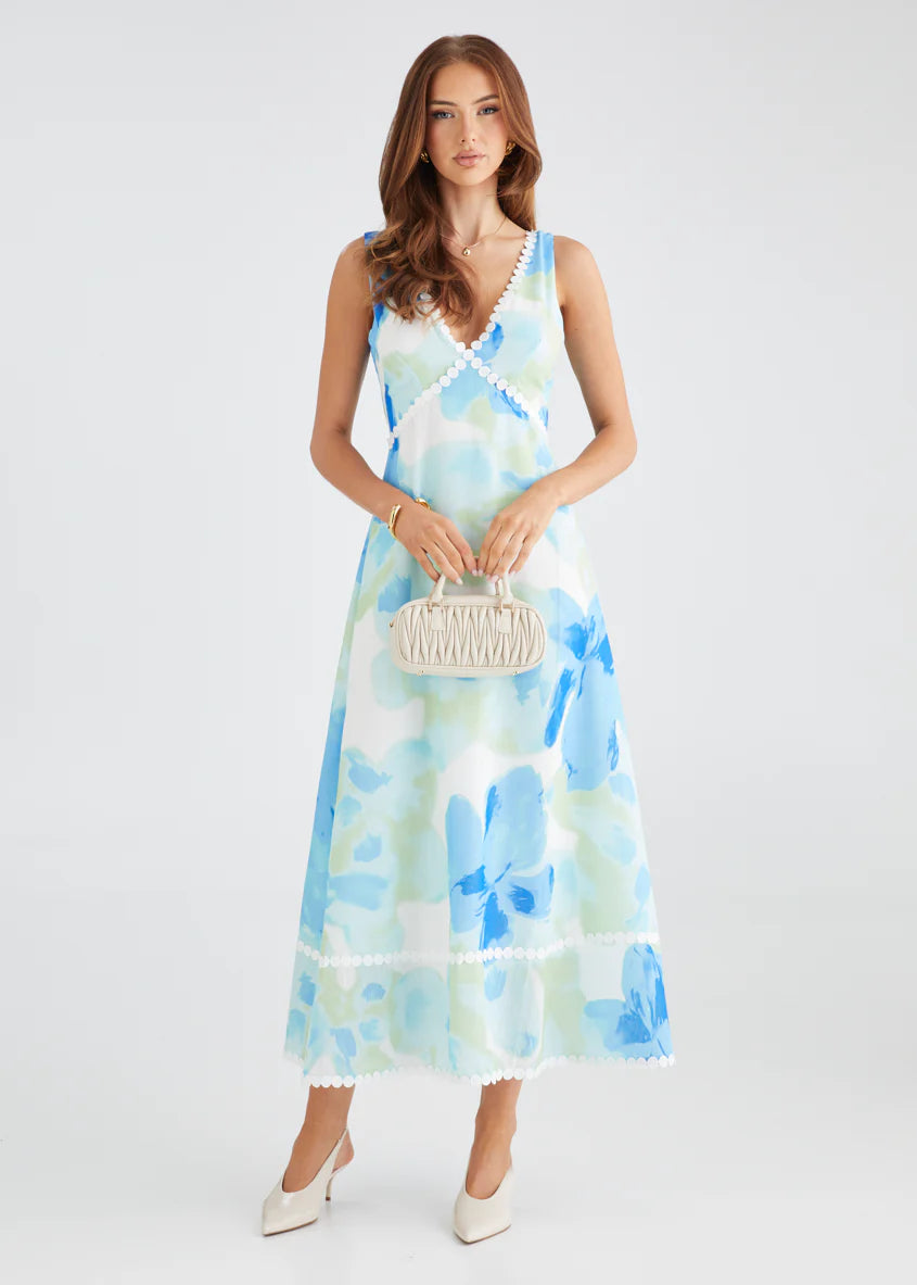 Atlas Maxi Dress - Blue Watercolour