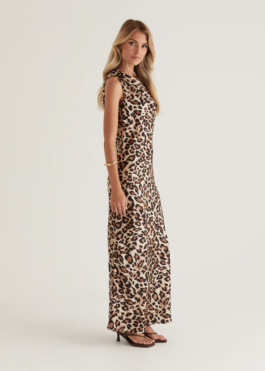 Reiko Drop Shoulder Maxi Dress - Leopard