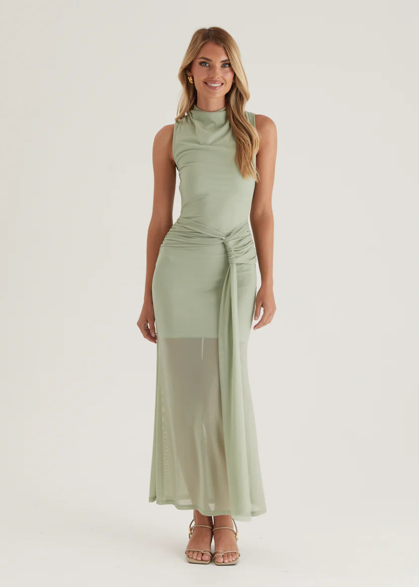 Senorita Mesh Maxi Dress - Sage