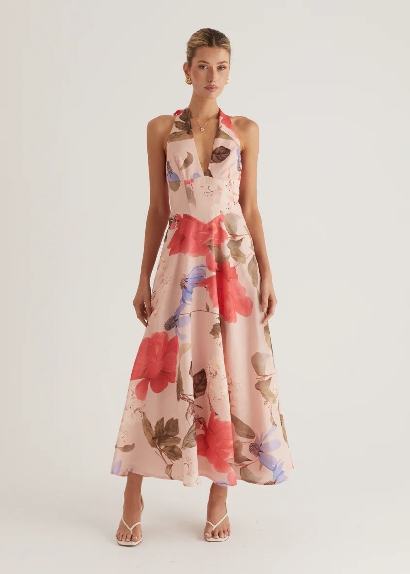 Ricky Halter Maxi Dress - Blush Floral