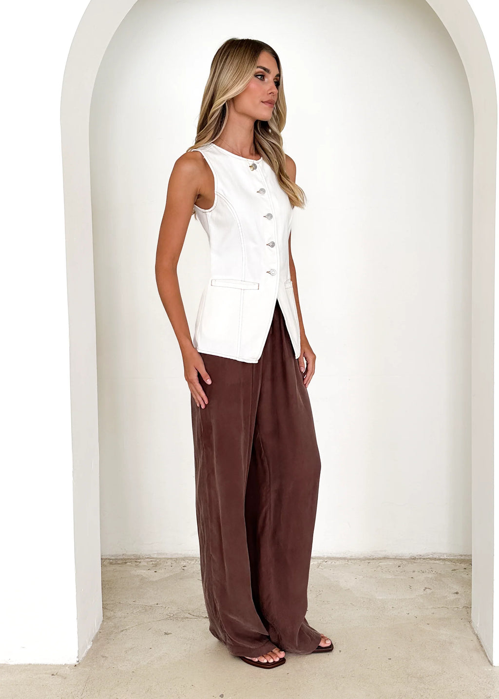 Sandra Denim Vest - Off White