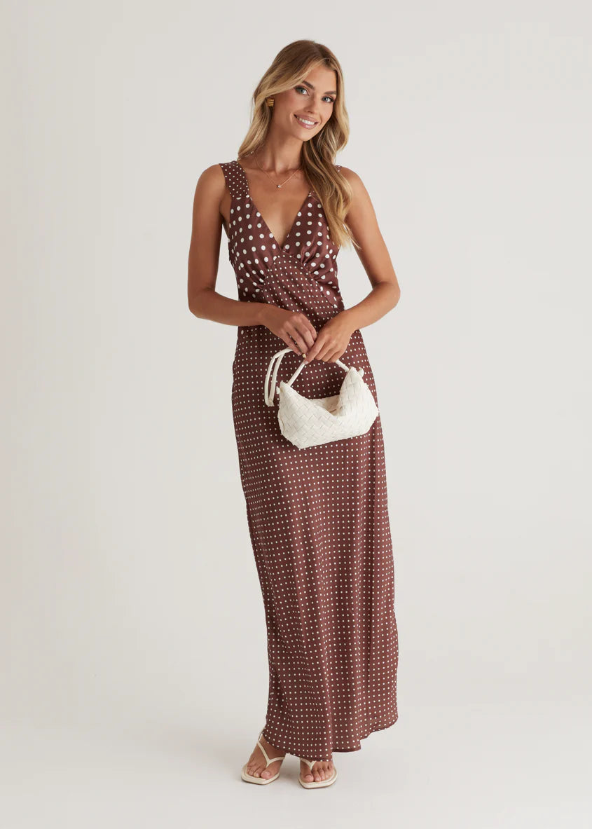Taleena Maxi Dress - Chocolate Spot