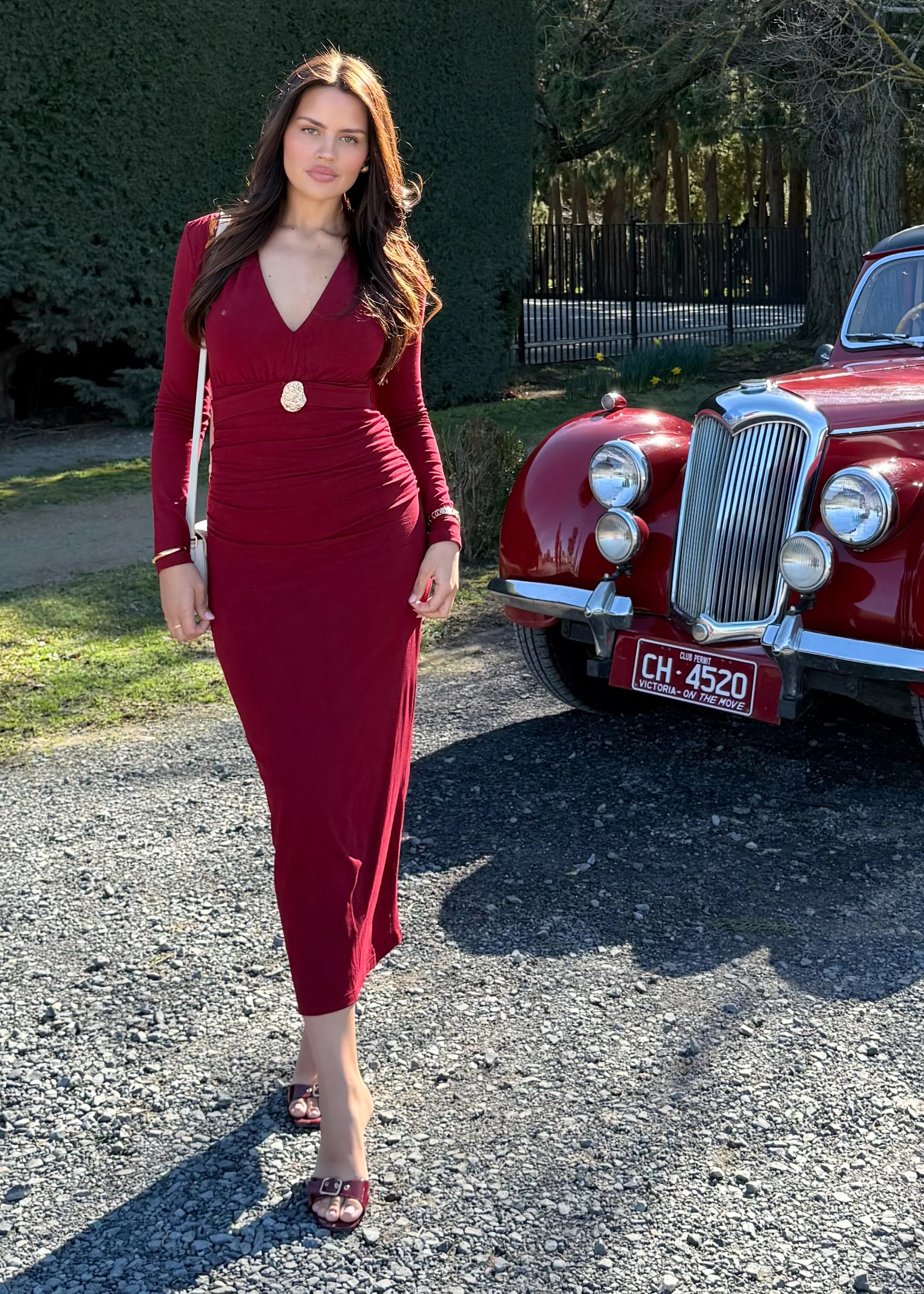 Alysse Midi Dress - Wine