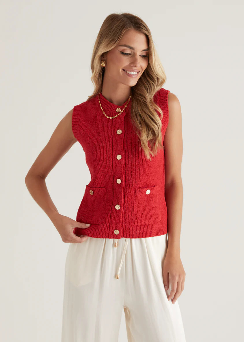 Wrennie Knitted Vest - Red
