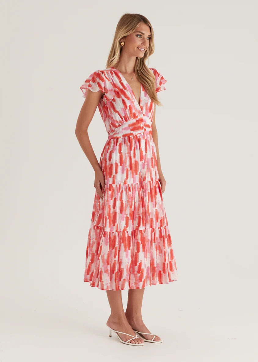 Gatsby Midi Dress - Red Splash