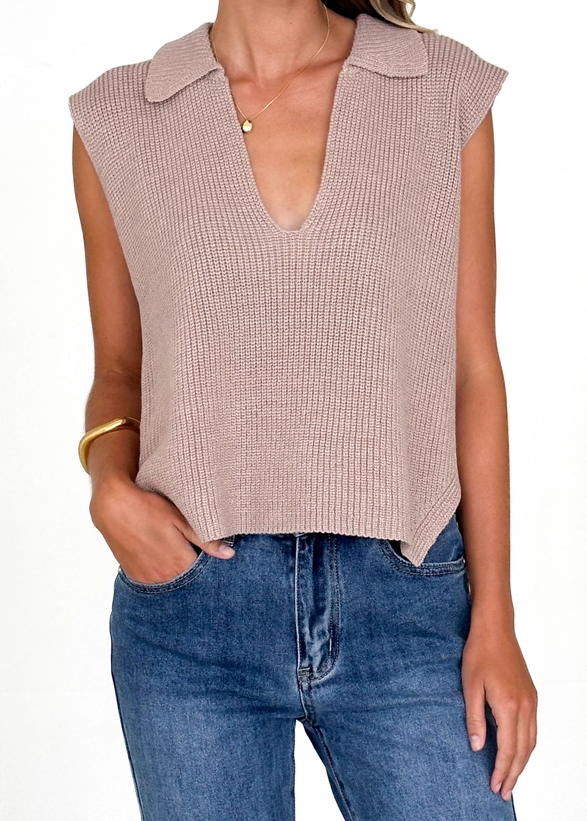 Laurine Knitted Vest - Beige