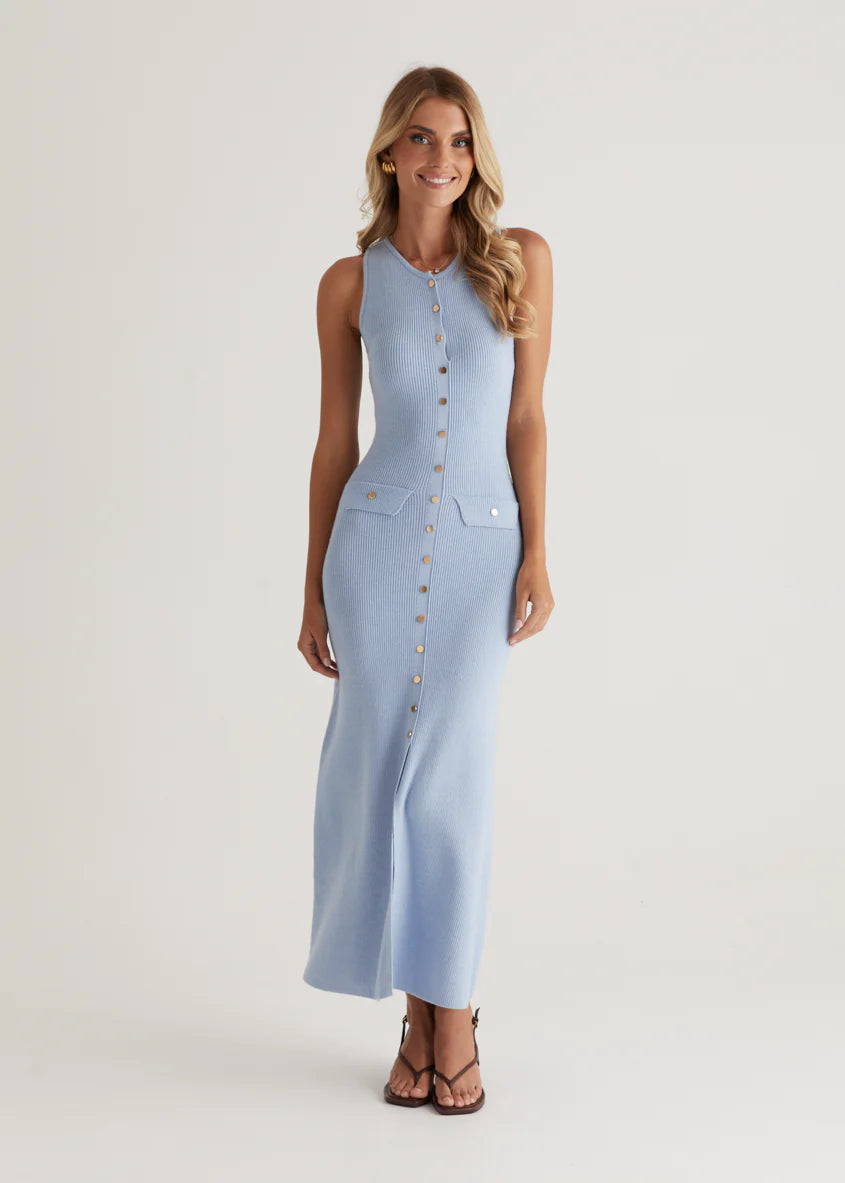 Tully Knit Midi Dress - Sky Blue