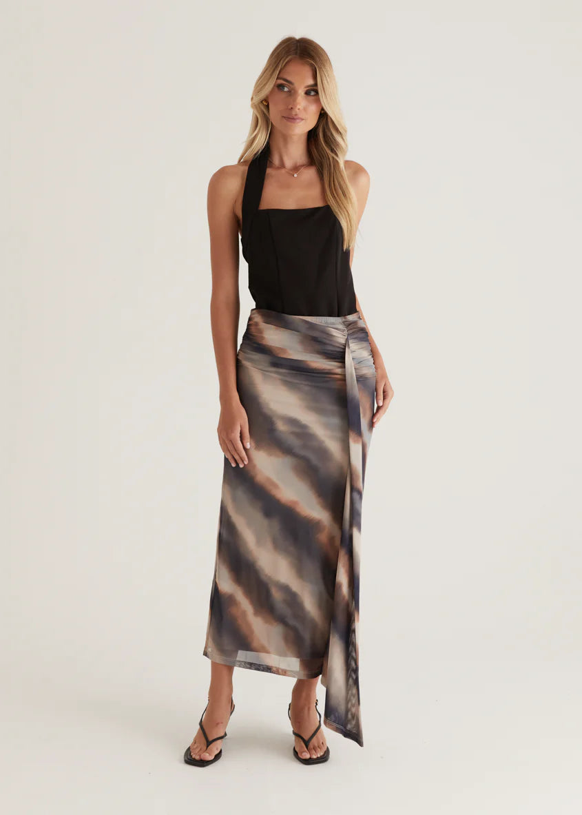 Eyso Mesh Skirt - Mocha Watercolour