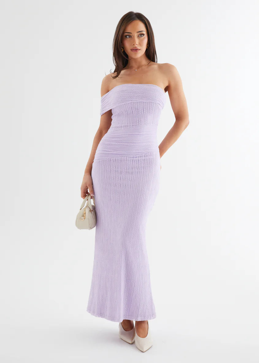 Allina Mesh Maxi Dress - Lilac Lace