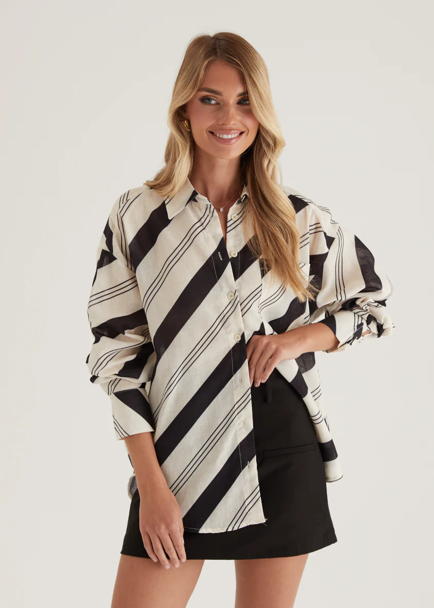 Jessa Shirt - Black Stripe