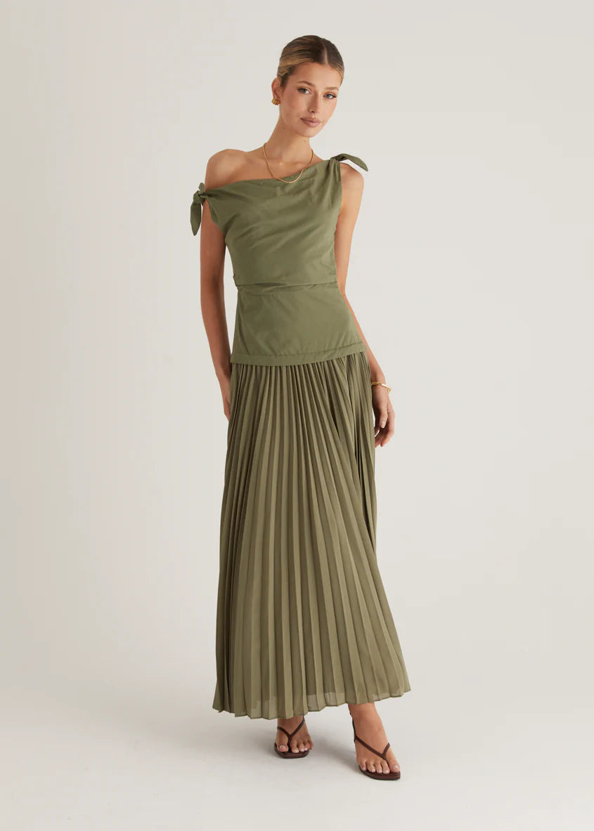 Keyla One Shoulder Maxi Dress - Khaki
