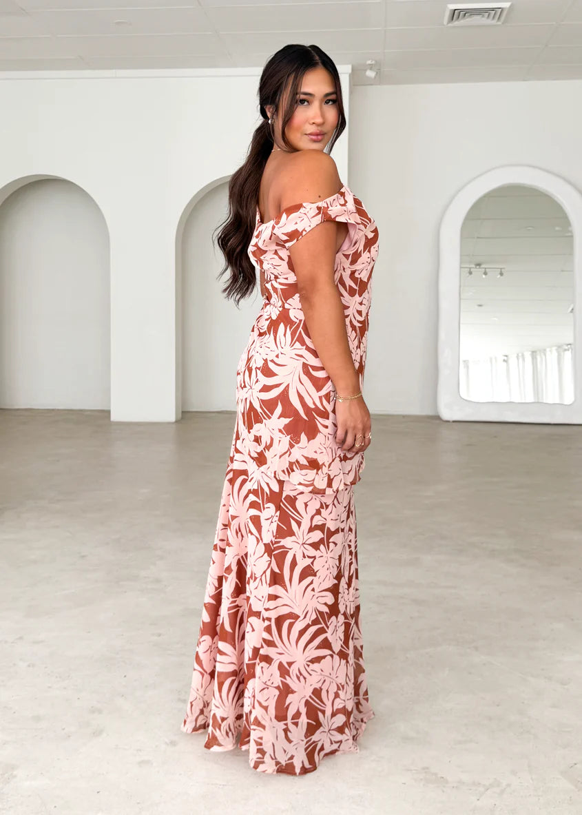 Cartez Maxi Skirt - Bronze Palm