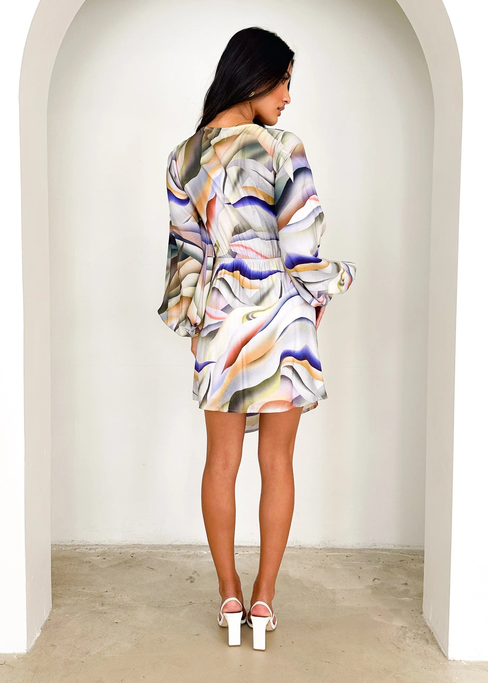 Linda Dress - Indigo Swirl