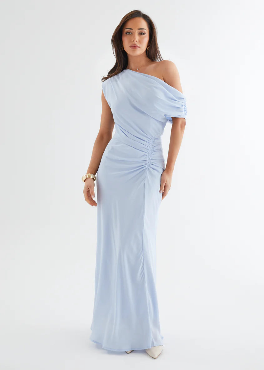 Flirtini One Shoulder Maxi Dress - Sky Blue