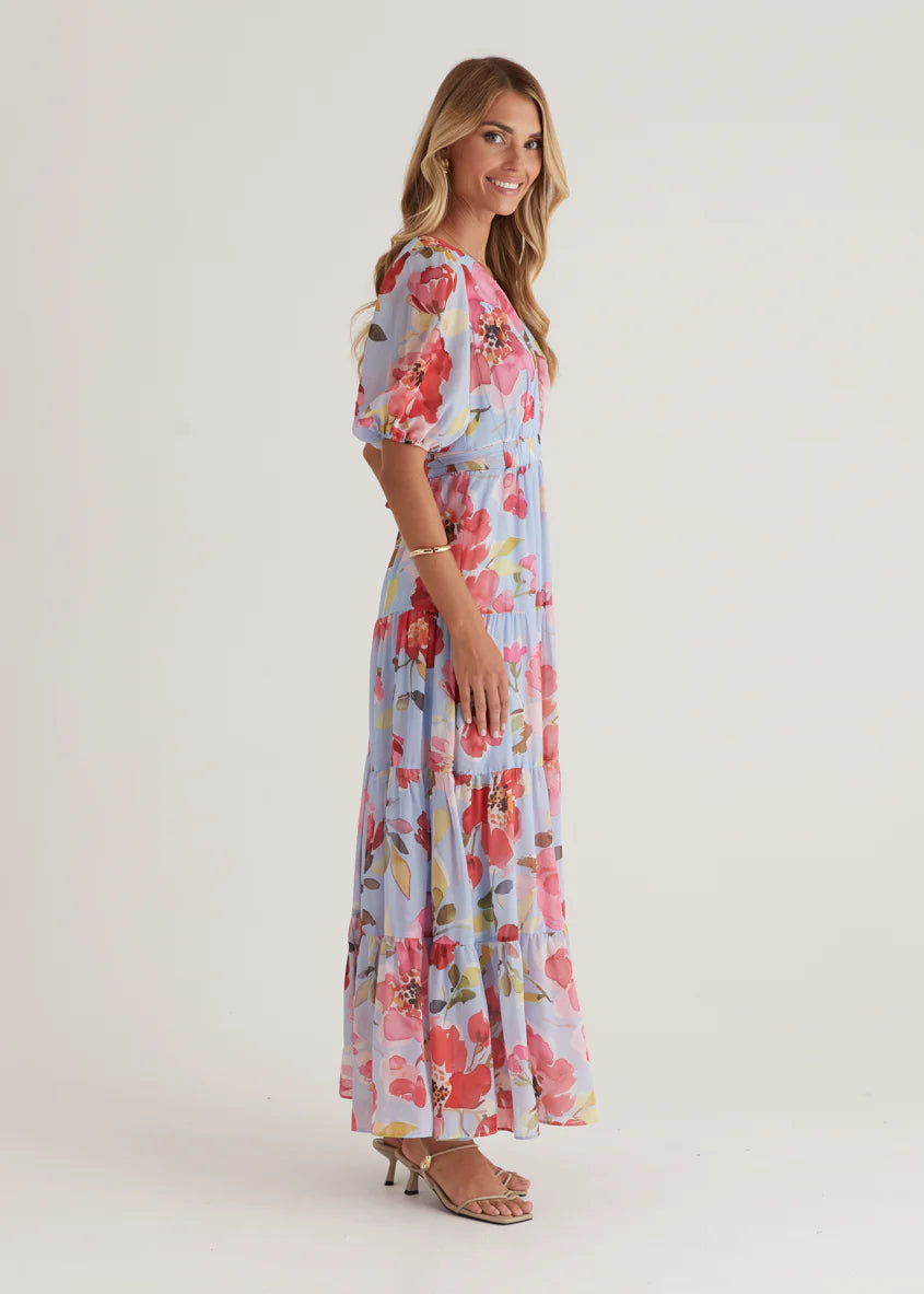 Casablanca Maxi Dress - Blue Floral