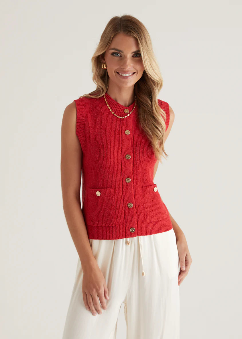 Wrennie Knitted Vest - Red