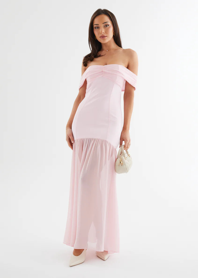 Tilly Off Shoulder Maxi Dress - Soft Pink