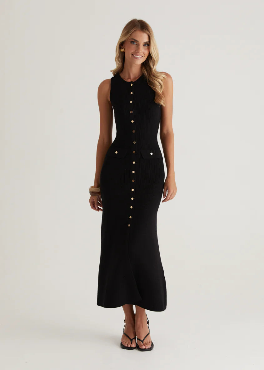 Tully Knit Midi Dress - Black