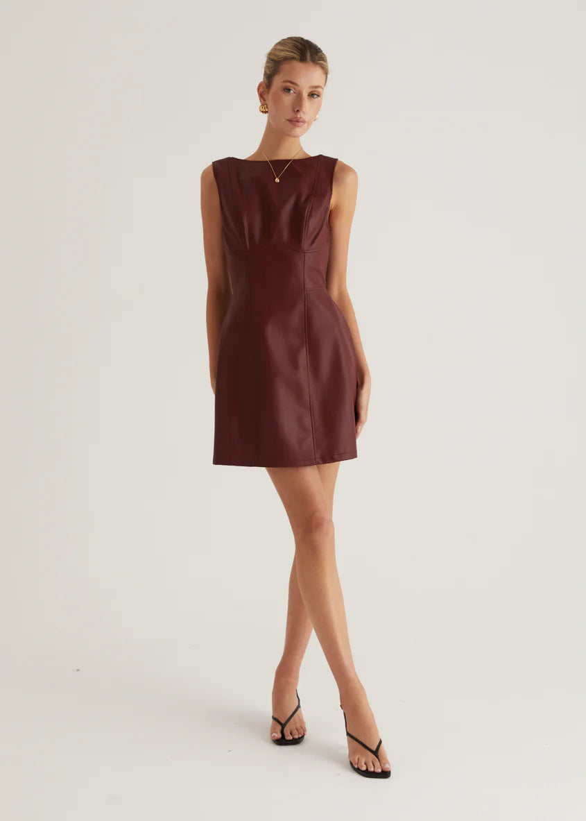 Nirvana PU Dress - Wine
