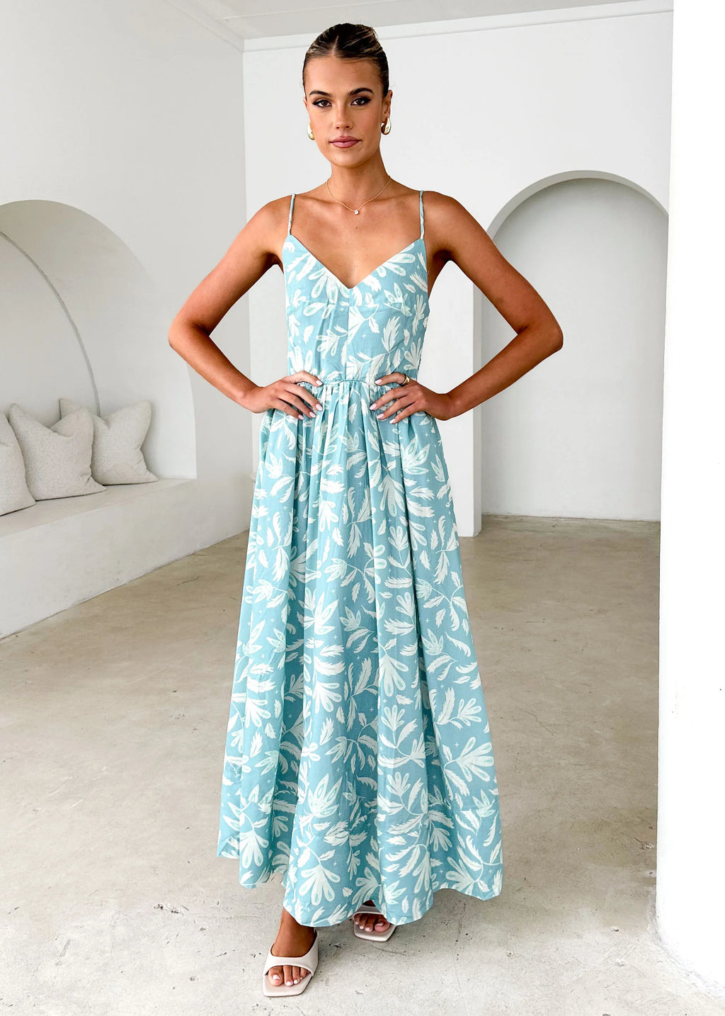 Madrid Maxi Dress - Blue Abstract