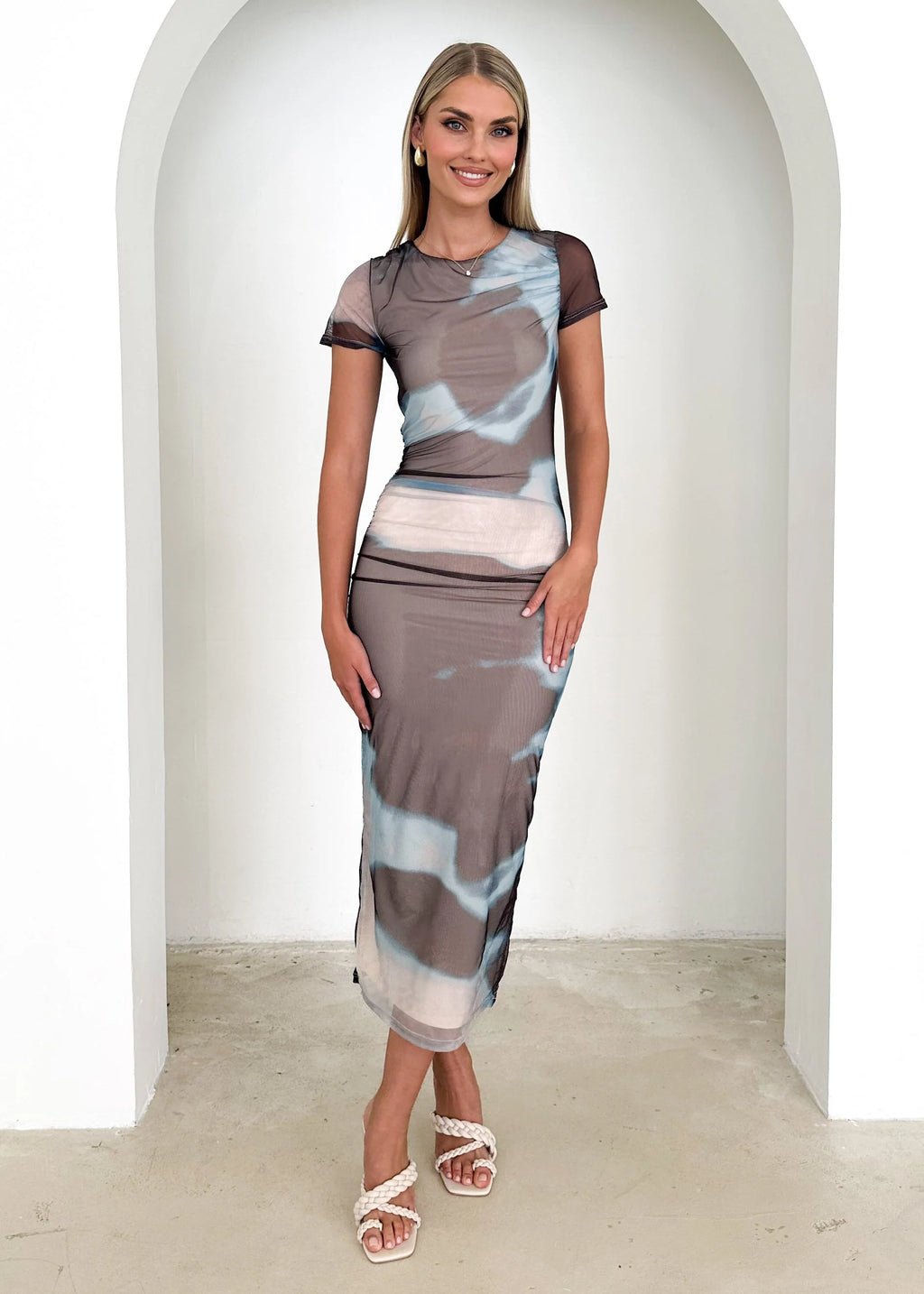 Lalika Mesh Maxi Dress - Blue Tie Dye