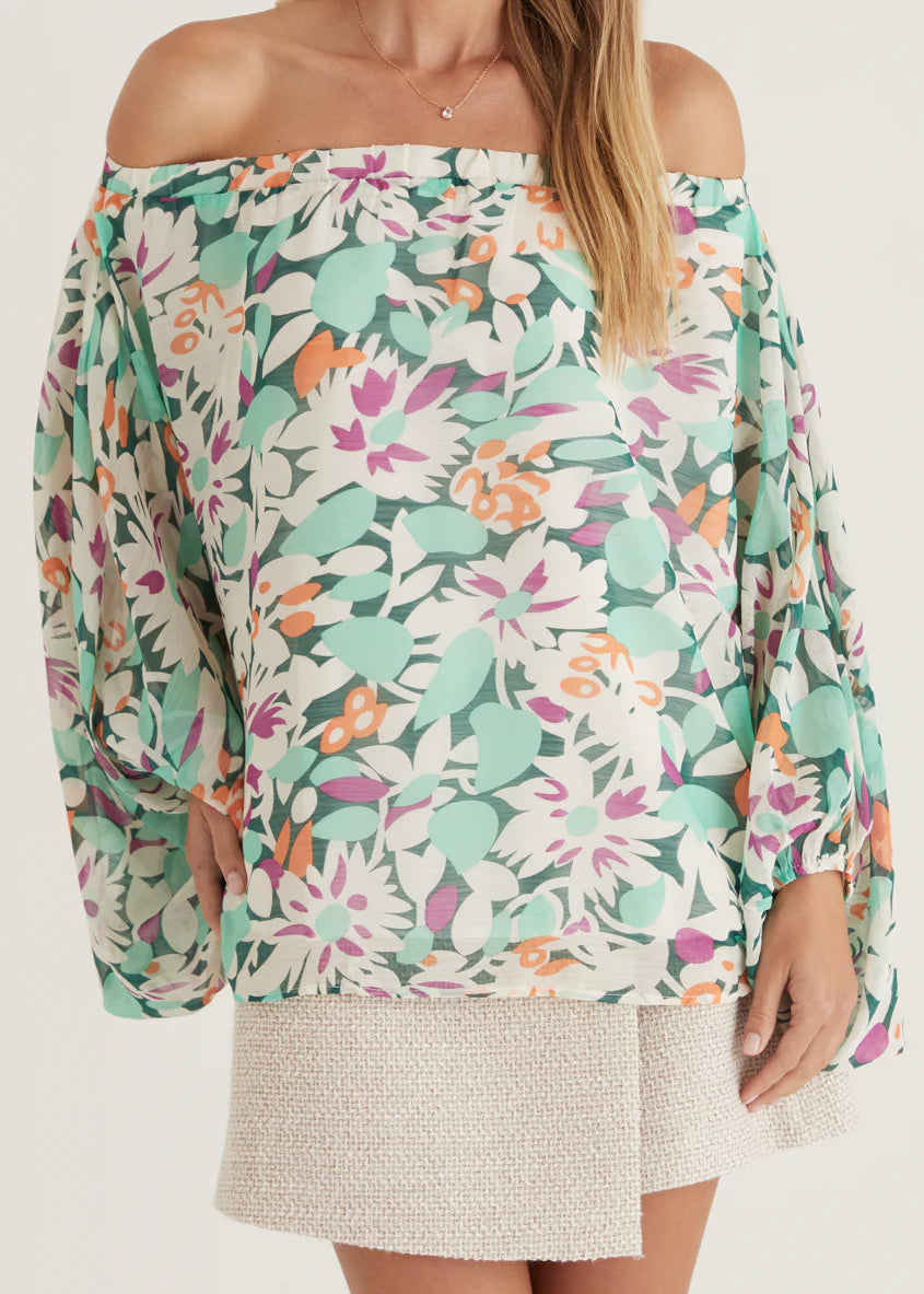 Bexley Off Shoulder Top - Rio Green