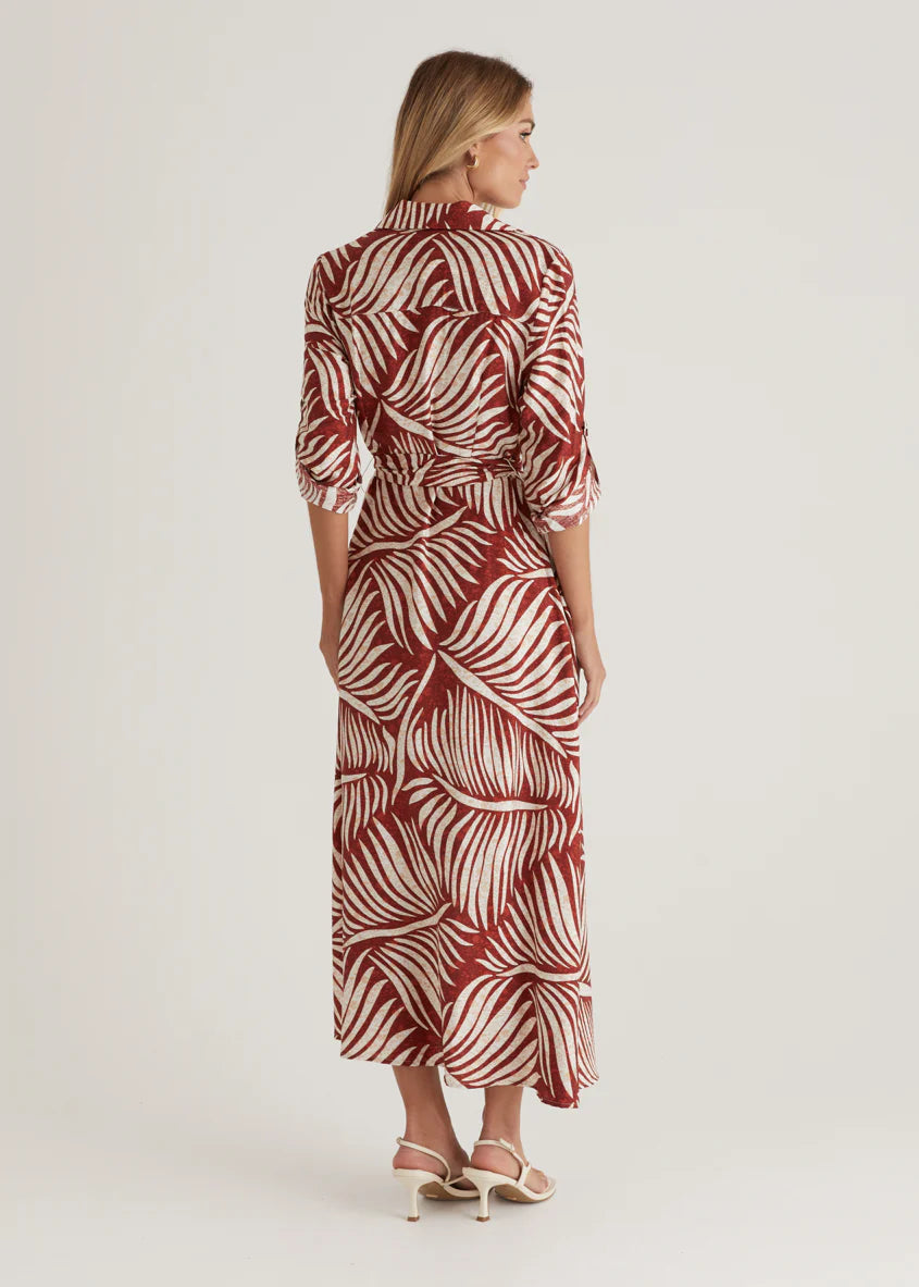Luxe Midi Dress - Wine Fern