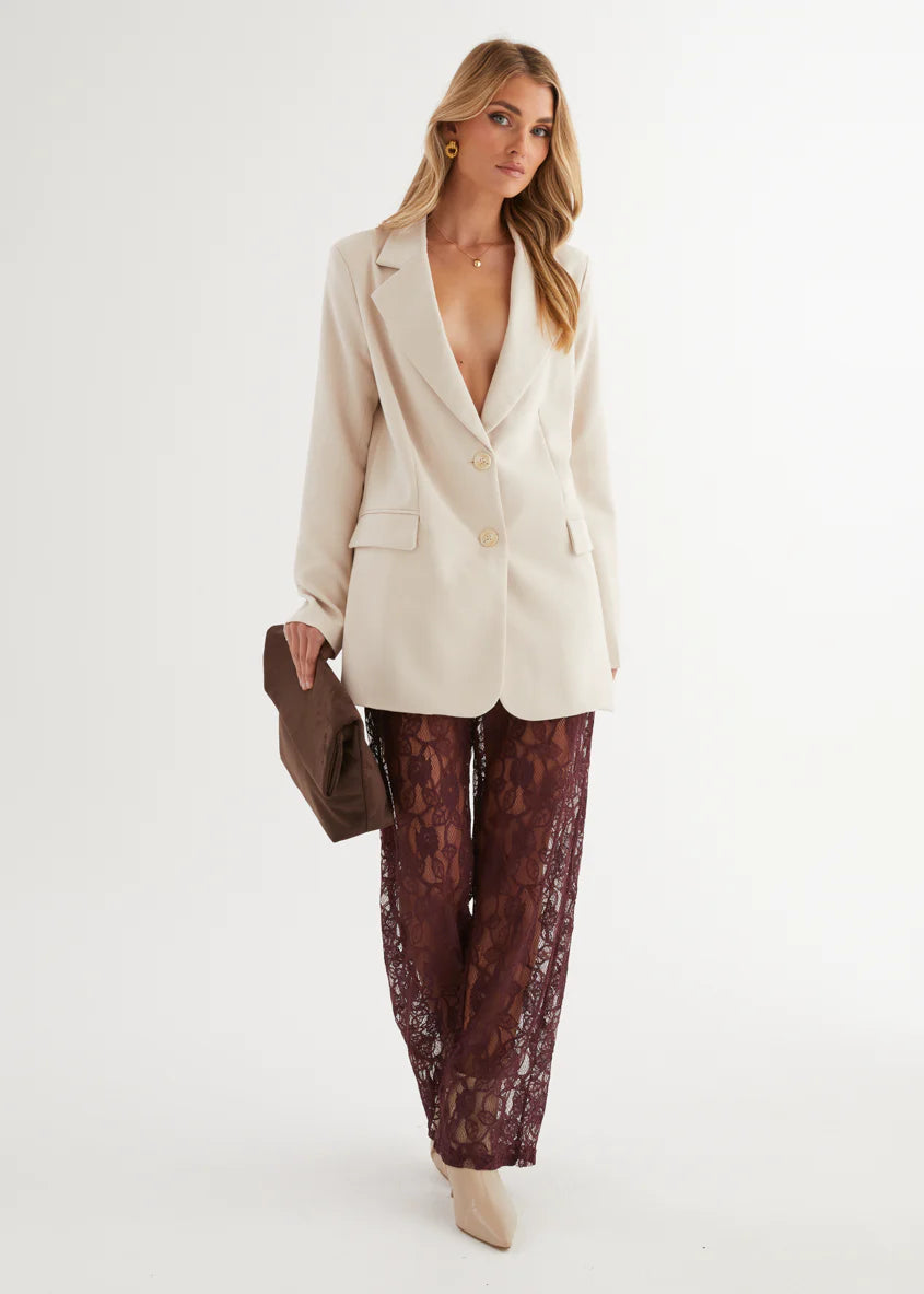 Wynter Lace Pants - Burgundy
