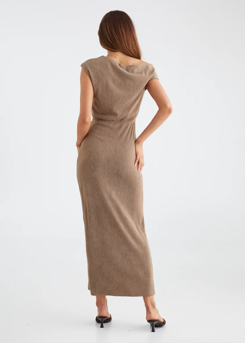 Tarni One Shoulder Maxi Dress - Chocolate