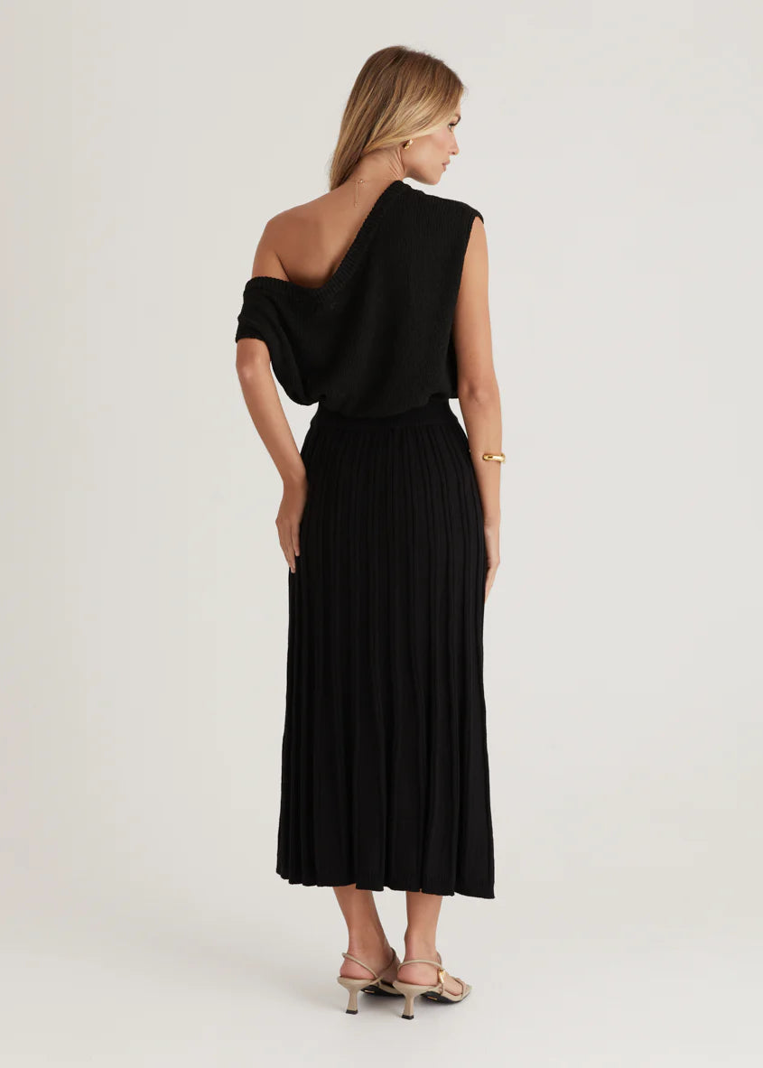 Tobin Knit Midi Skirt - Black