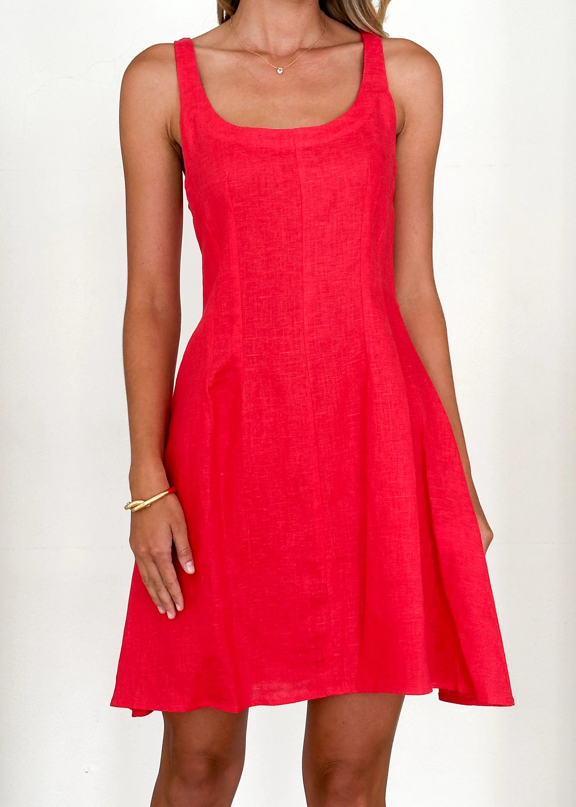 Karlie Linen Dress - Raspberry