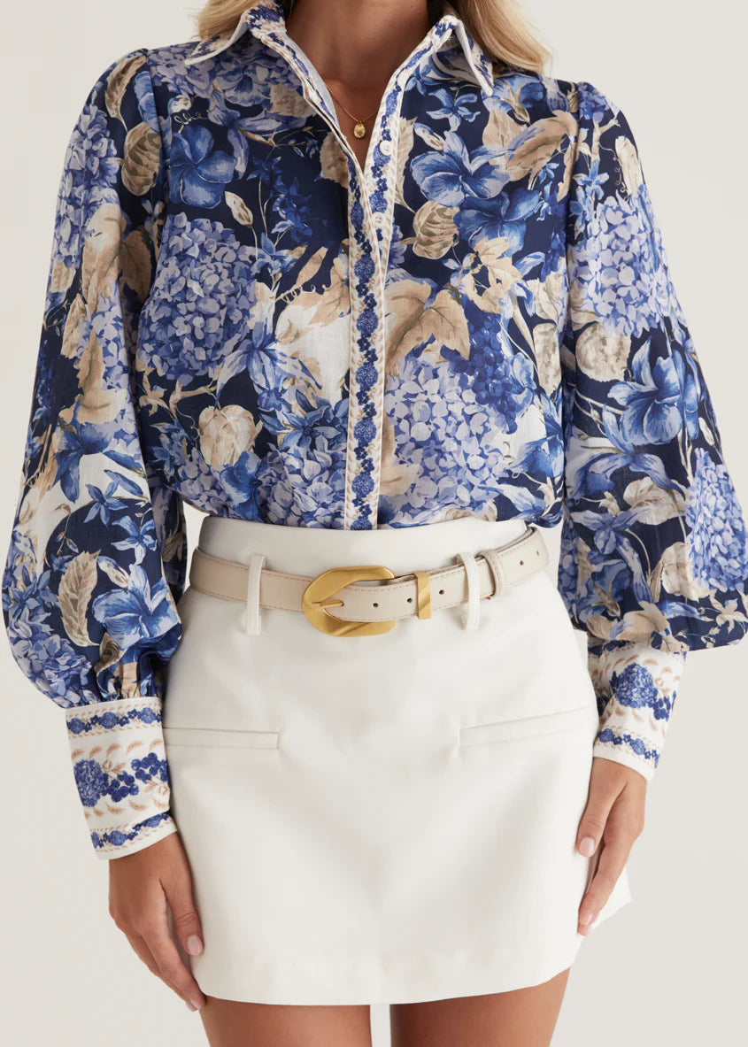 Khiani Shirt - Navy Hydrangea