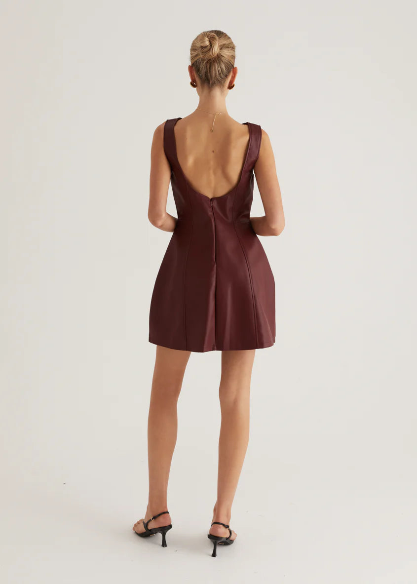 Nirvana PU Dress - Wine