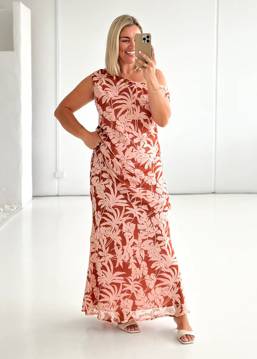 Cartez Maxi Skirt - Bronze Palm