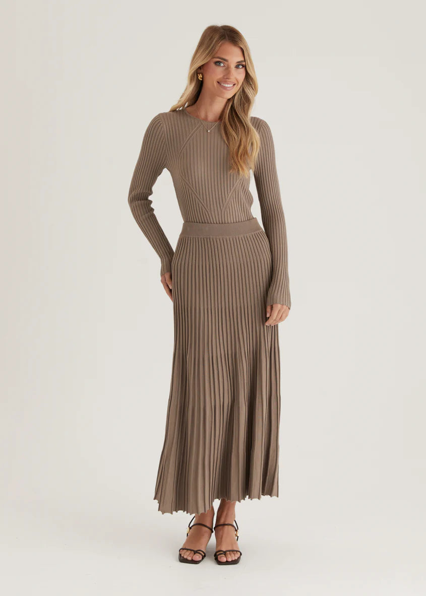 Skylee Knit Maxi Skirt - Mocha