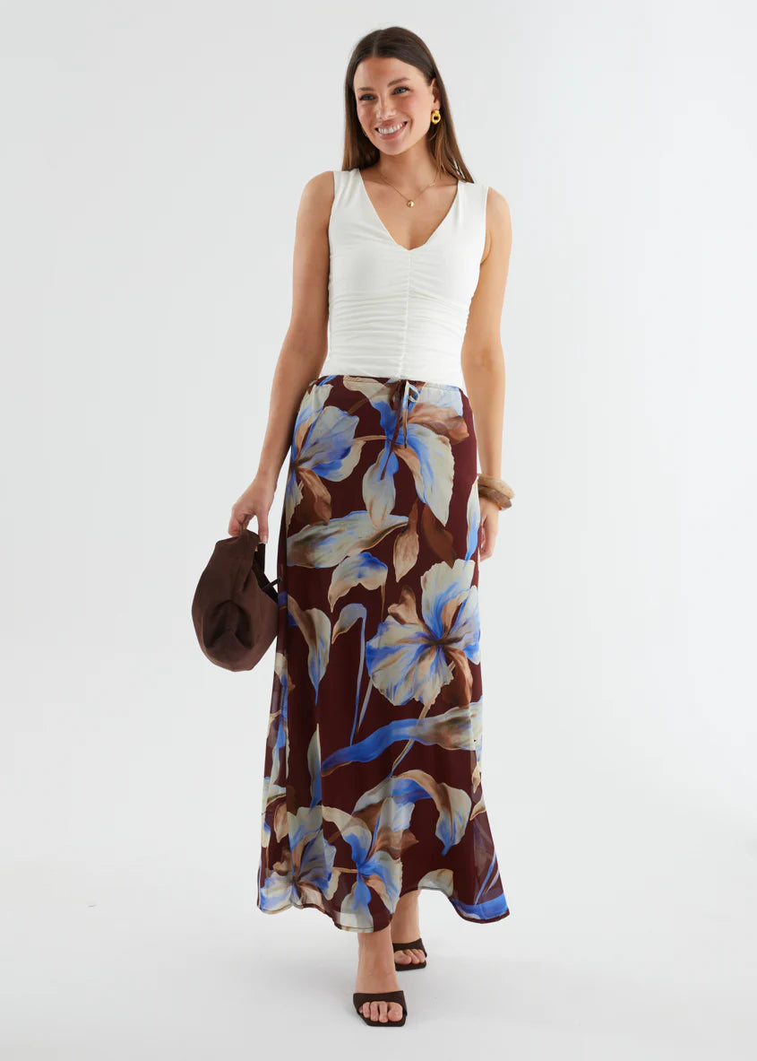 Skyla Maxi Skirt - Burgundy Anya